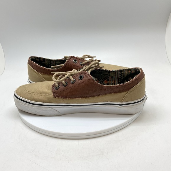 Vans Mens 8 Womens 9.5 Brigata 721356 Brown Leather Canvas Casual Shoes Sneakers - Picture 7 of 10